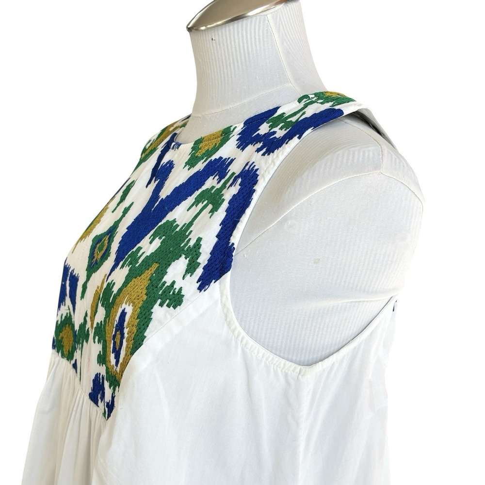 Anthropologie Vivienne Tunic White‎ Lined Dress Embroidered Detail Mini Medium - Picture 13 of 16